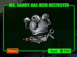 heal a mr handy in fallout shelter